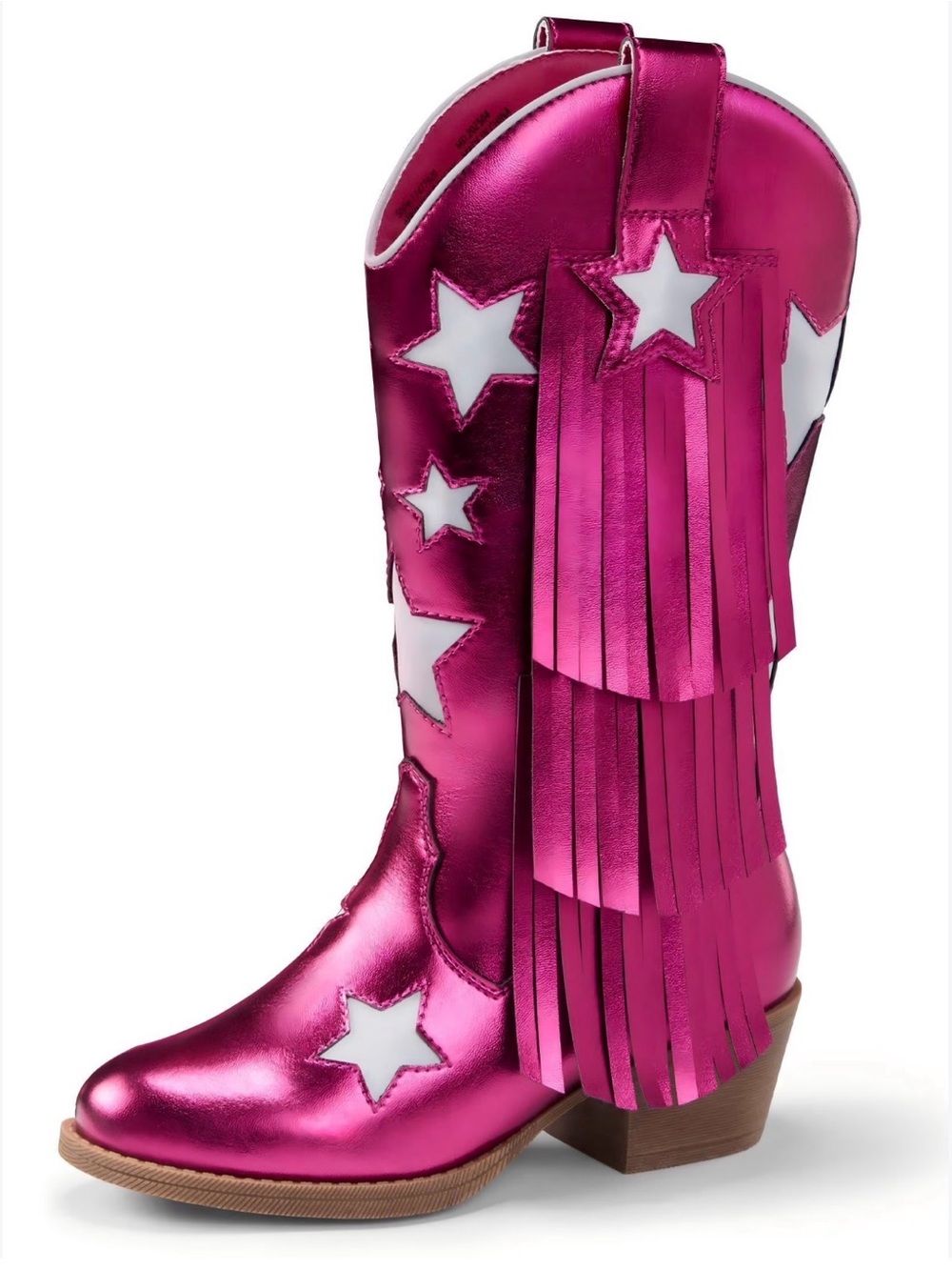 Kids Metallic Pink Star Fringe Cowboy Boots girls size 4